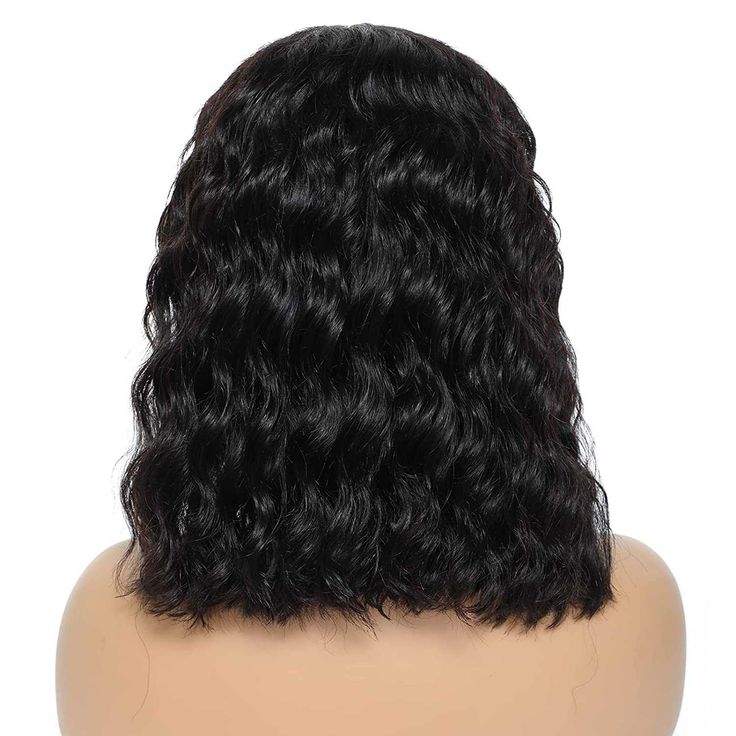 wavy lace front bob wigs in natural black, stylish human hair bob wigs for everyday glam