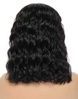 wavy lace front bob wigs in natural black, stylish human hair bob wigs for everyday glam