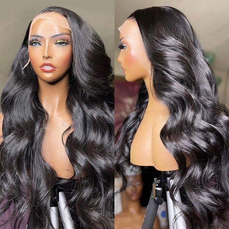 qvr wigs body wave black lace frontal wig for women