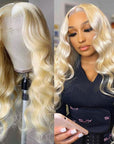 qvr wigs 613 blonde straight body wave lace frontal human hair wig