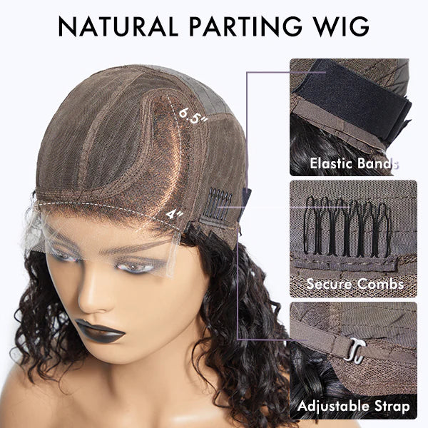 TikTok Cheveux Humains Lace Front Perruques 5.5 pouces Côté Dentelle Partie Perruques Pixie Cut Bob Perruque pour les Femmes Noires