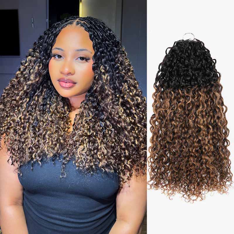 QVR Honey Caramel Mixed Highlights Feather Crochet Human Hair Twist Curly Miracle Knots Crochet Weave Hair Extensions