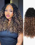 QVR Honey Caramel Mixed Highlights Feather Crochet Human Hair Twist Curly Miracle Knots Crochet Weave Hair Extensions