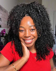 QVR Glueless Twist Curly Half Wig 250% Density Human Hair Wig Wear Go Flip Over Wig
