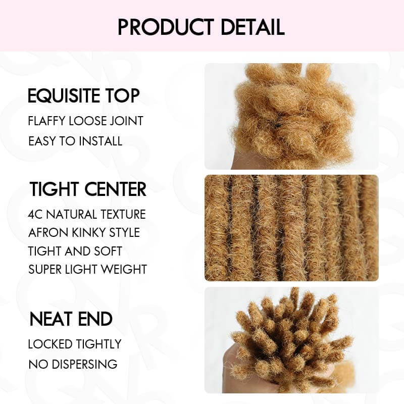 product details of honey blonde colored human hair dreadlock extensions
