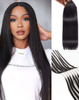 QVR 1 Pack Handmade Feather Crochet Braid Natural Black Human Hair Extensions