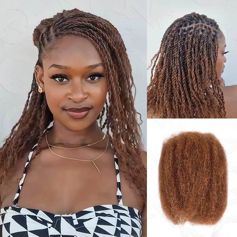 auburn brown afro kinky bulk hair for mini braids