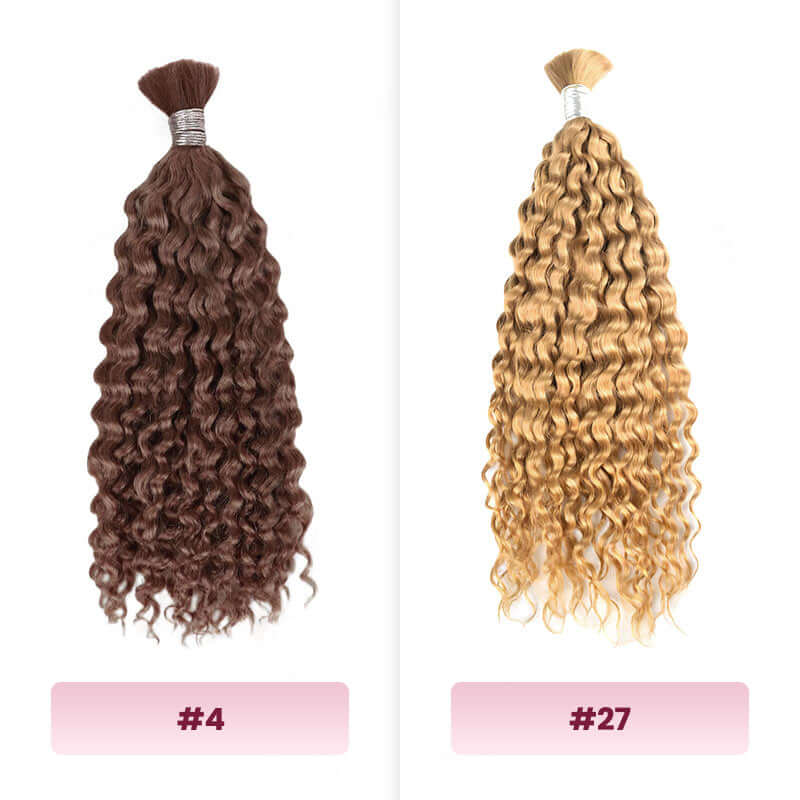 two color water wave bulk hair extensions for boho braiding