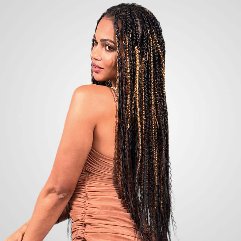 QVR Highlight P4/27 Kinky Curly Bulk Hair Extensions for Boho Knotless Braidiing