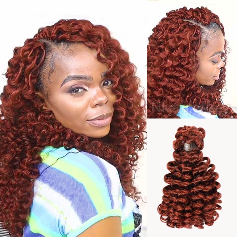 colored bulk hair extensions curly reddish brown human hair extensions
