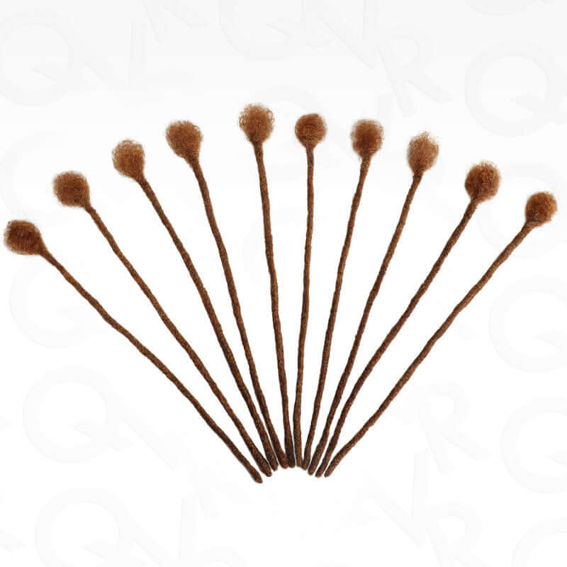 8 loc auburn brown color human hair dreadlock extensions