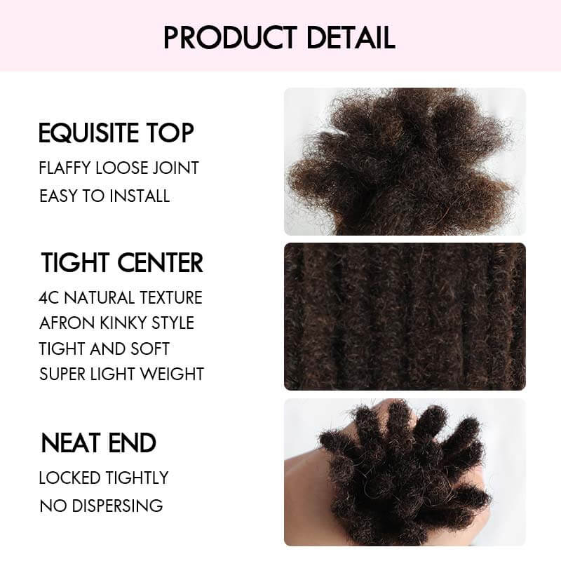 product details of deep brown colored human hair dreadlock extensions