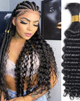 deep wave black human hair bulk hair for braiding