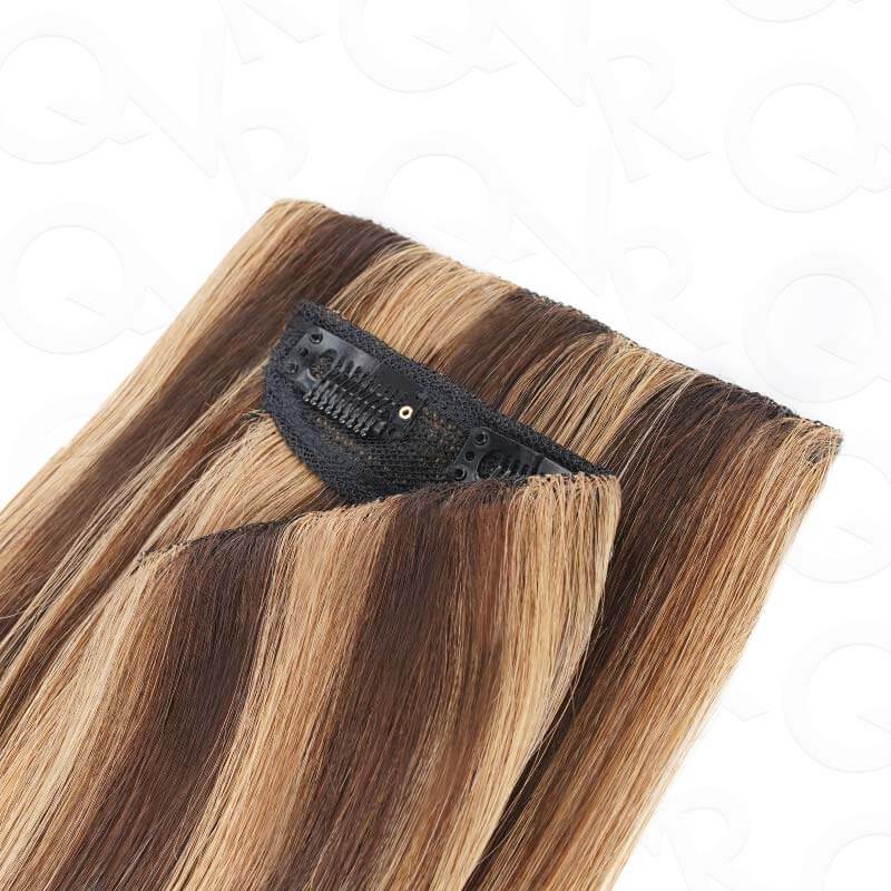 volumizing straight clip in human hair extensions in 