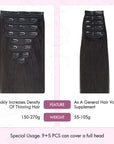 5pcs and 9pcs combination of human hair clip in extensions