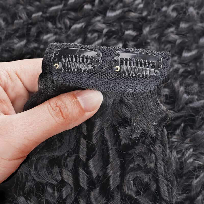 real human hair clip ins with ramen curls