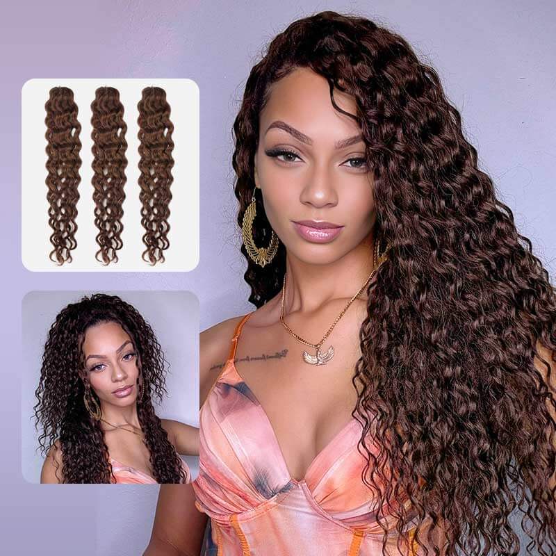 dark brown natural water wave versatile human hair extensions