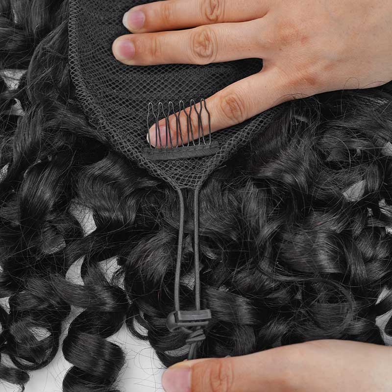 adjustable bouncy curl natural black drawstring ponytail extensions