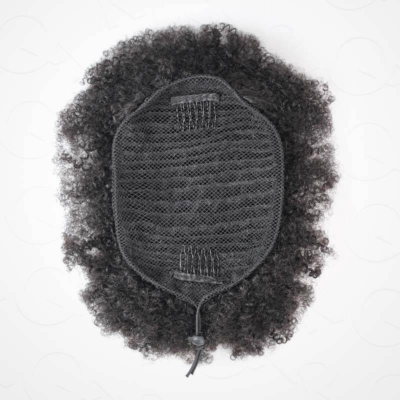 drawstring afro puff human hair ponytail extensions natural black