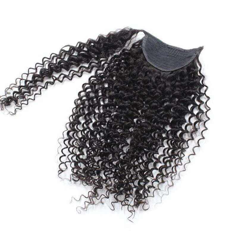 QVR black human hair clip in ponytail hair extensions