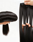 QVR Halo Hair Extensions Human Hair Straight One Piece Clip in with Invisible Wire & V Part Breathable Weft