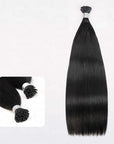 silk straight i tip hair extensions natural black