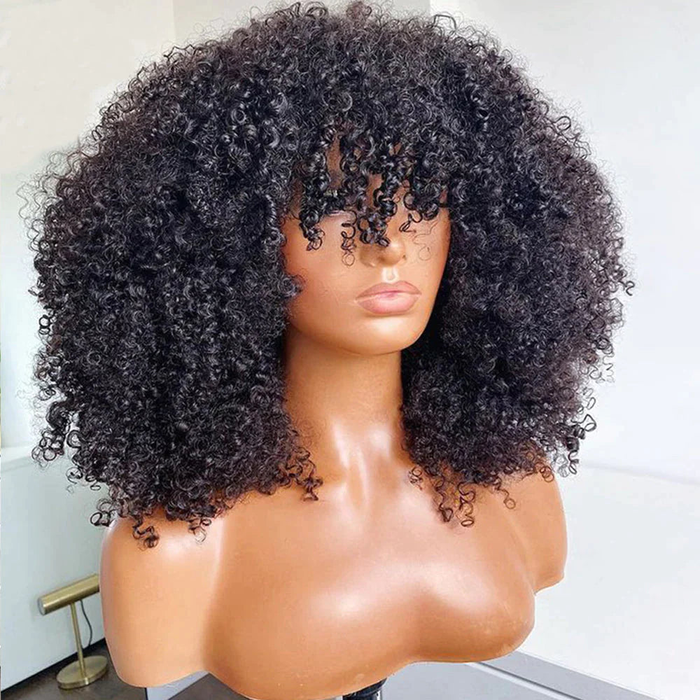 qvr glueless wigs with bangs, for effortless, stylish curls.