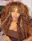 highlight curly glueless wigs no lace machine made style for black women