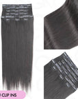 9pcs natural black silky straight pu human hair clip ins