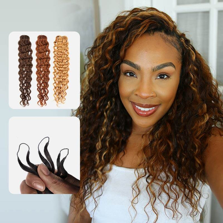 QVR Brown Water Wave Invisible Human Crochet Hair Extensions – QVR Hair