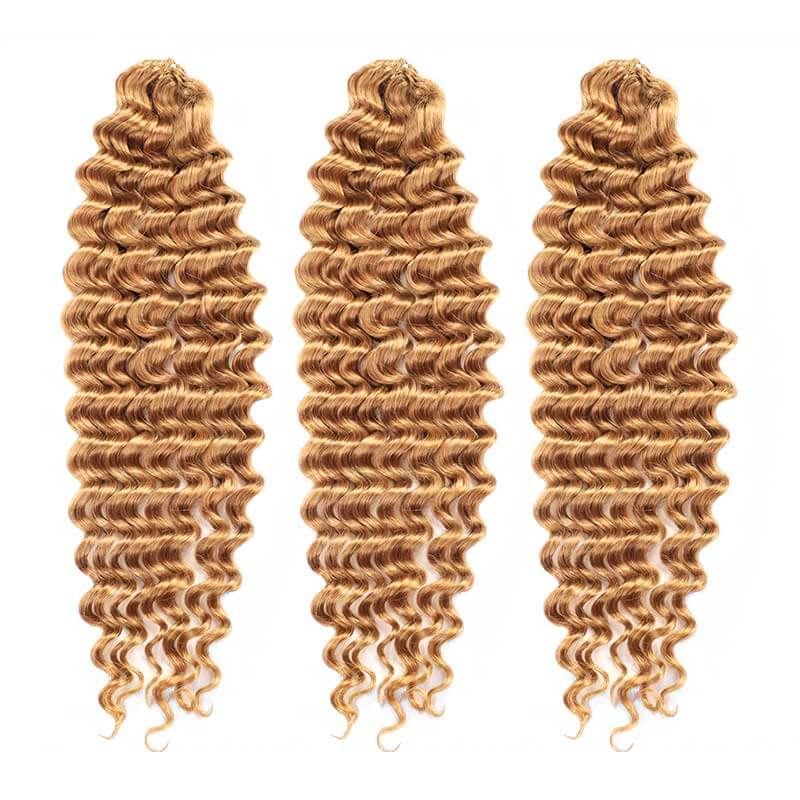 3 packs honey blonde kinky curly texture crochet braiding hair human hair extensions