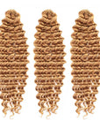 3 packs honey blonde kinky curly texture crochet braiding hair human hair extensions