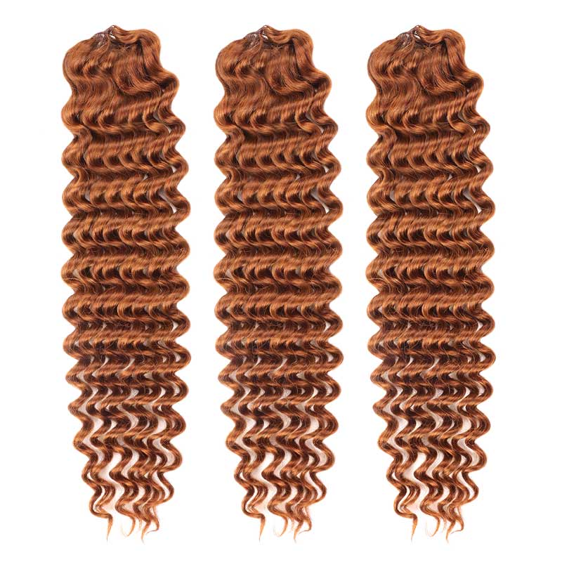 CLEARANCE SALE| #Auburn Brown 30 Kinky Curly Crochet Braid Human Hair Extensions