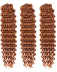 qvr 3 packs aburn brown crochet human hair extensions kinky curly texture