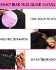 QVR Premium Upgraded Afro Kinky Bulk Human Hair for Braiding & Mini Twists