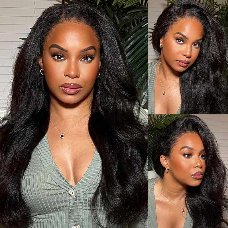 kinky straight wear and go wig with HD lace closure