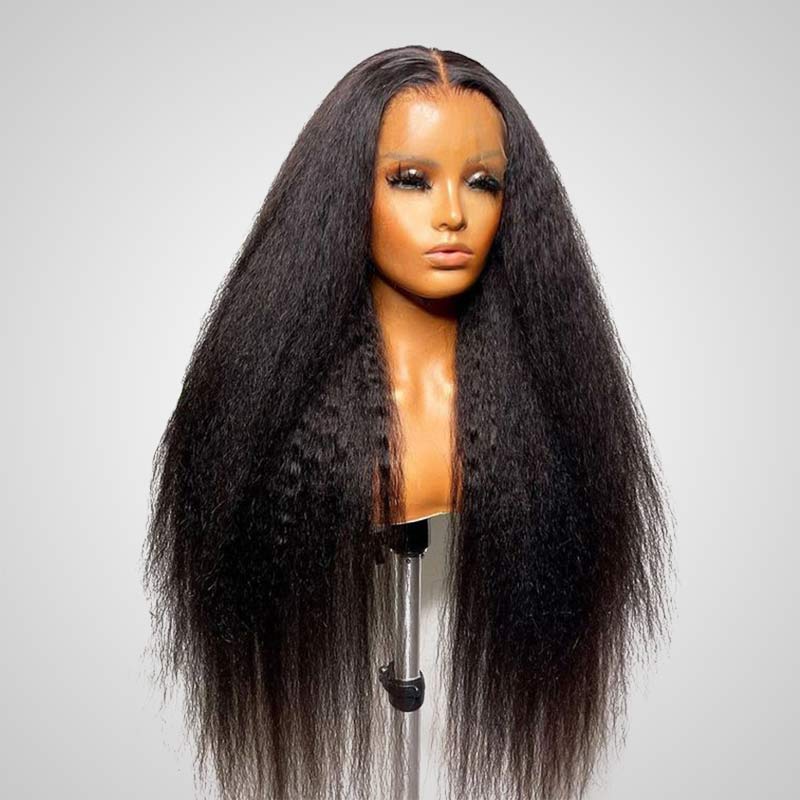 pre-cut HD lace closure wear and go glueless kinky straight wig