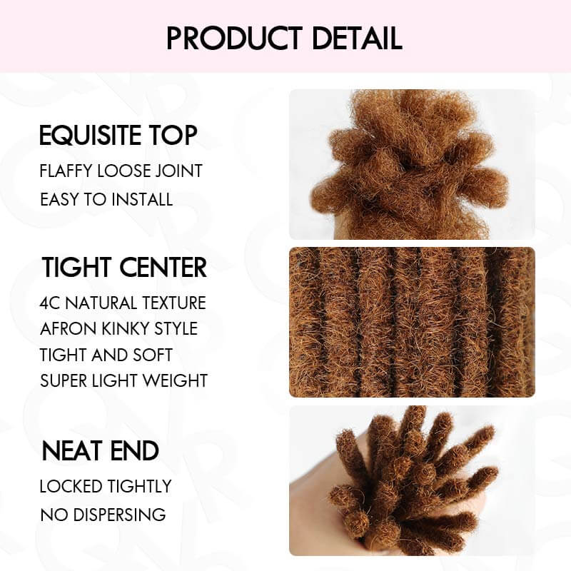 product details of auburn brown human hair dreadlock extensions