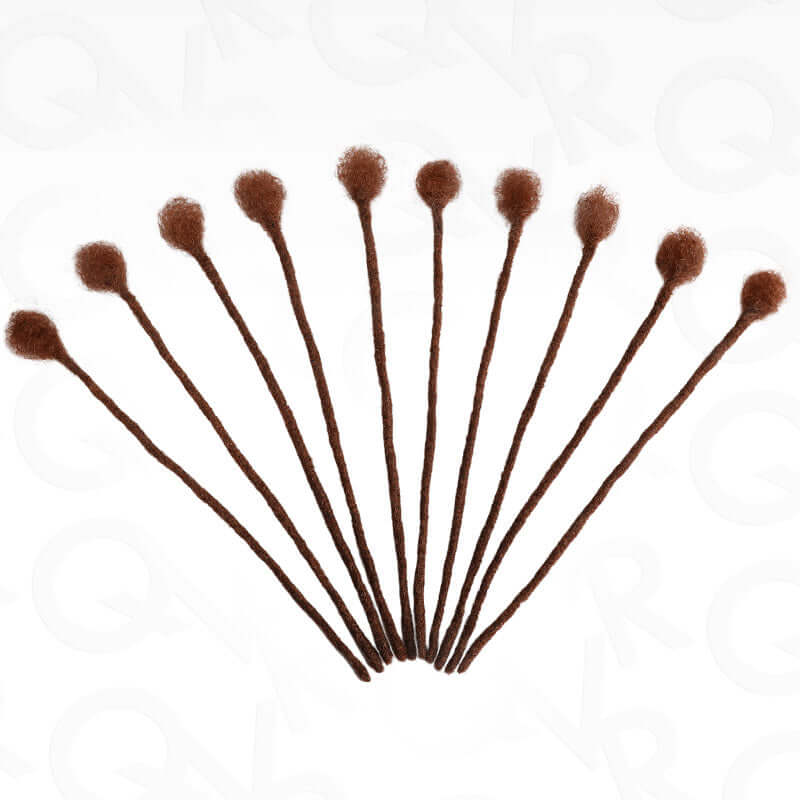 8 loc human hair reddish brown colored dreadlock extensions