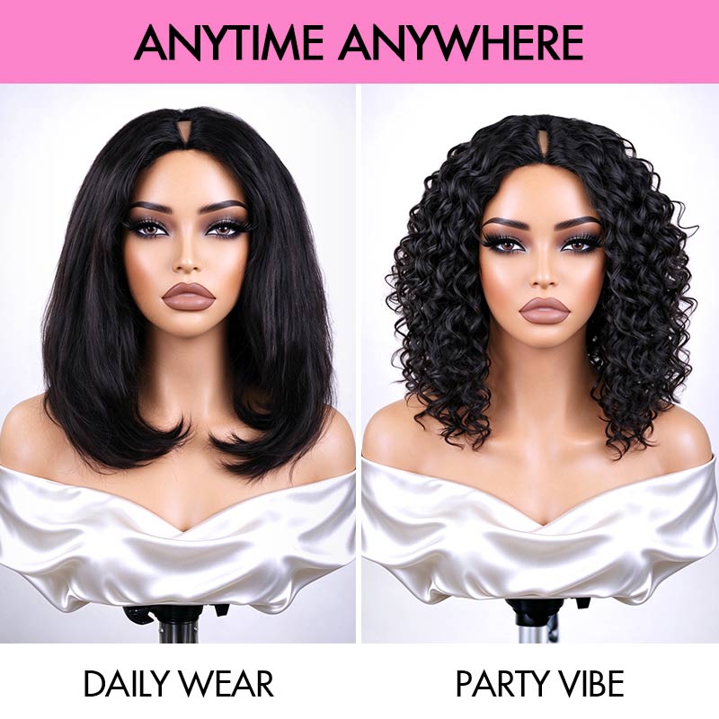 V Part Upart Kinky Curly Wigs Upgrade U Part vpart Perruques de cheveux humains Débutant amical