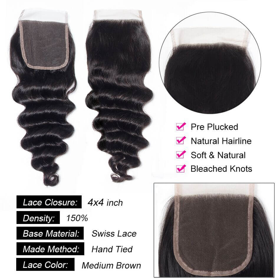 150% density loose deep wave human hair bundles
