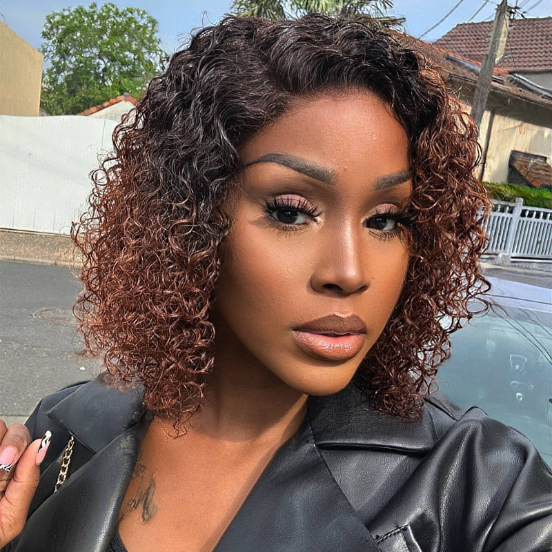 natural-looking short bob wigs for African American women, pre-cut lace closure design