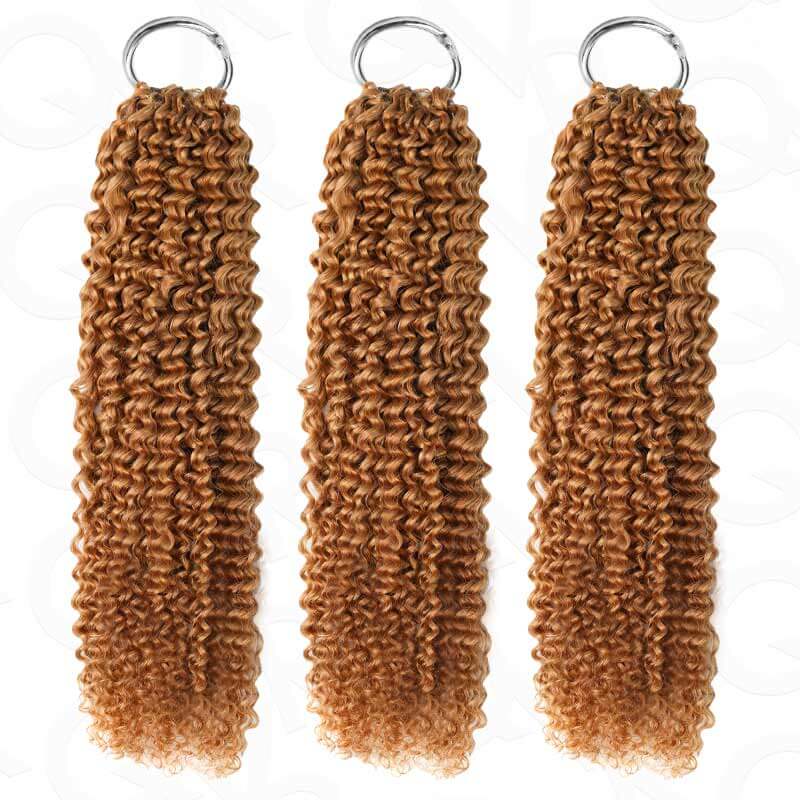 3 packs of water wave honey blonde colored crochet braiding hair human hair extensions