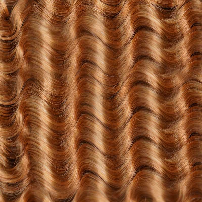 honey blonde color deep wave curled crochet human hair extensions