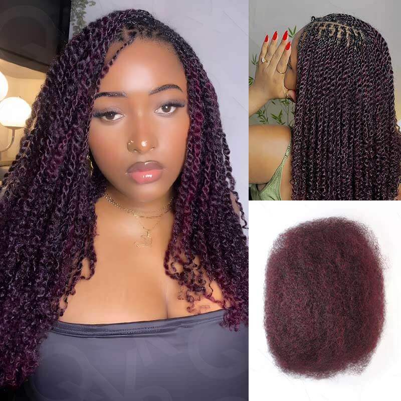 qvr dark mixed color afro kinky bulk human hair extensions for dreadlocks