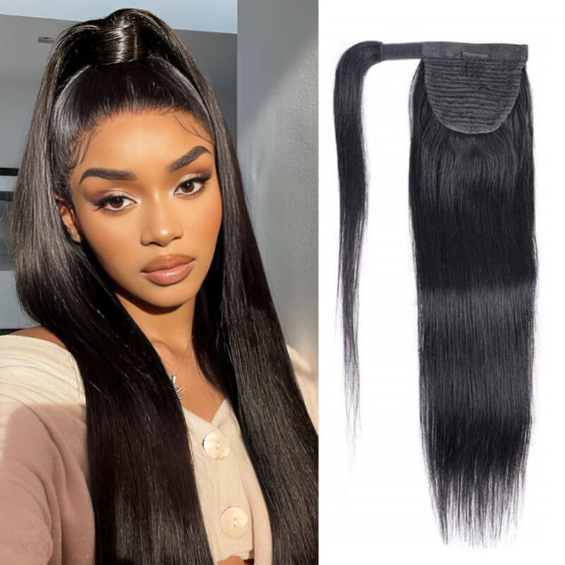 QVR  Straight High Ponytail Extension 100% Human Hair 