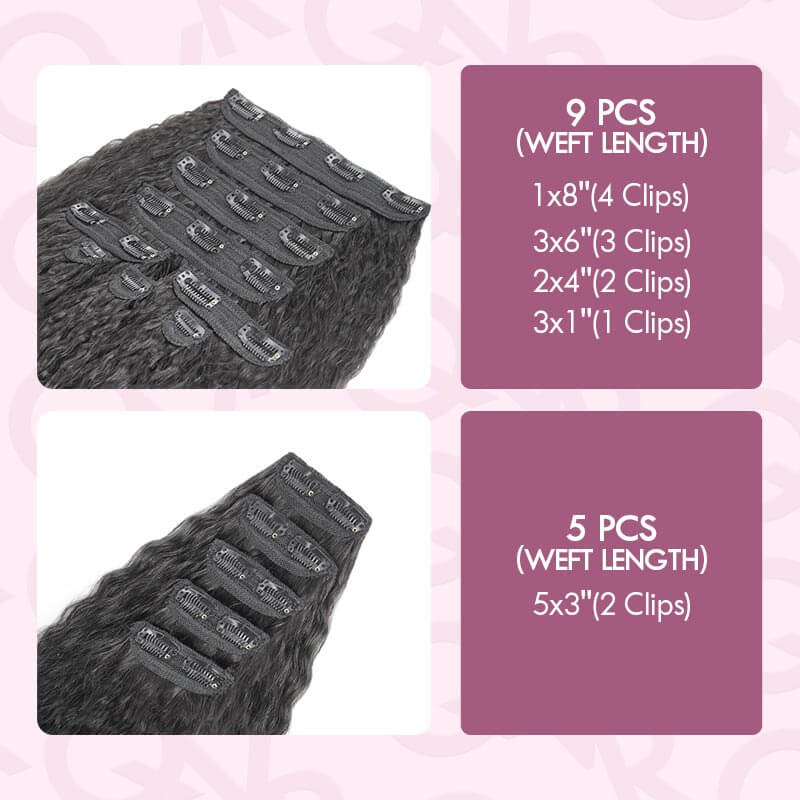 kinky straight clip ins 9pcs vs 5pcs volumizer