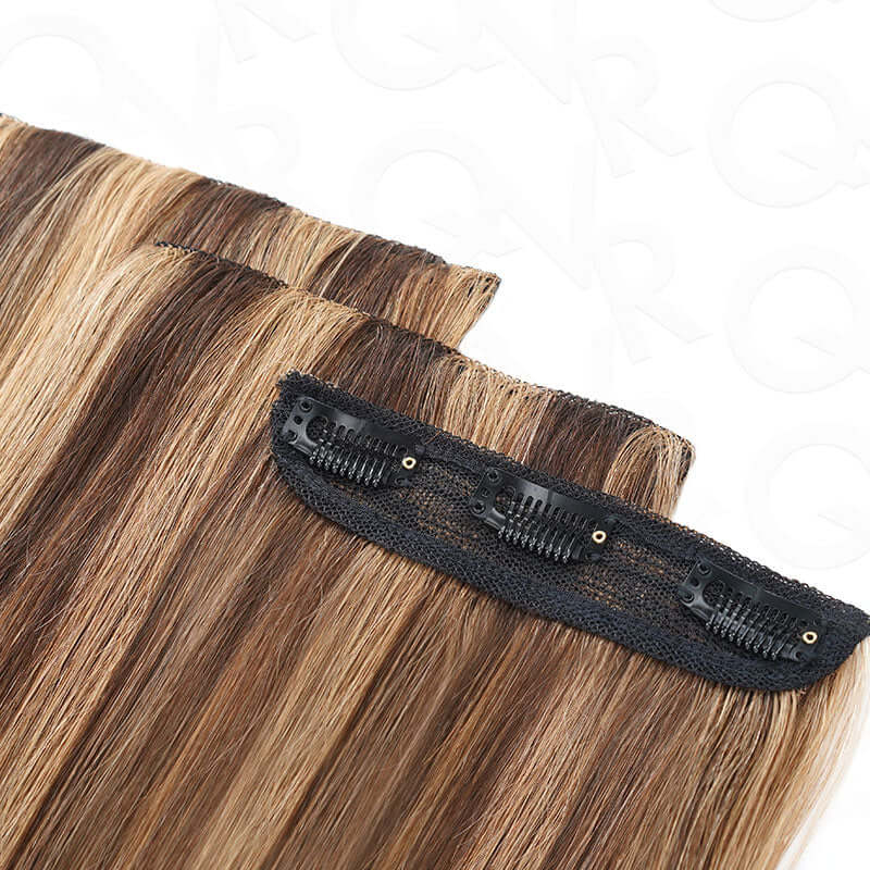lightweight and seamless human hair clip ins in straight texture
