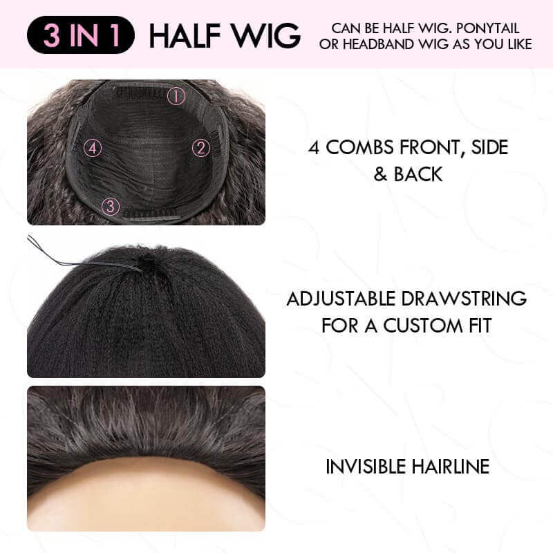 what is 3 in 1 human hair half wig