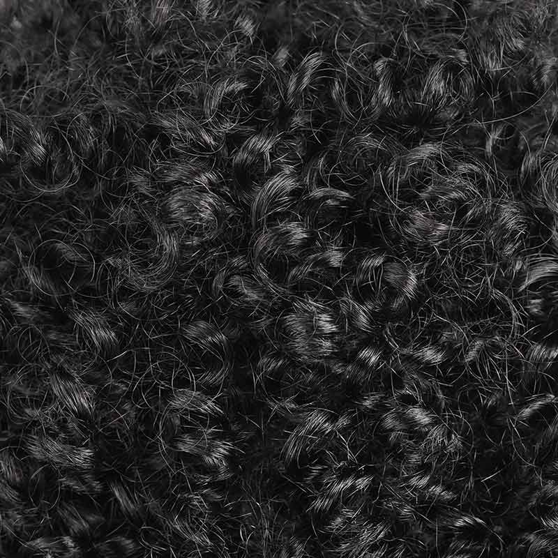 natural black short curly drawstring ponytail human hair extensions with bangs